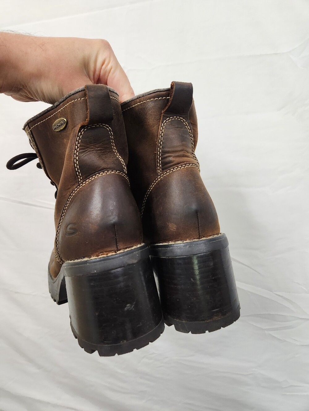 Skechers Vintage Chunky Leather Platform Boots - Picture 5 of 9